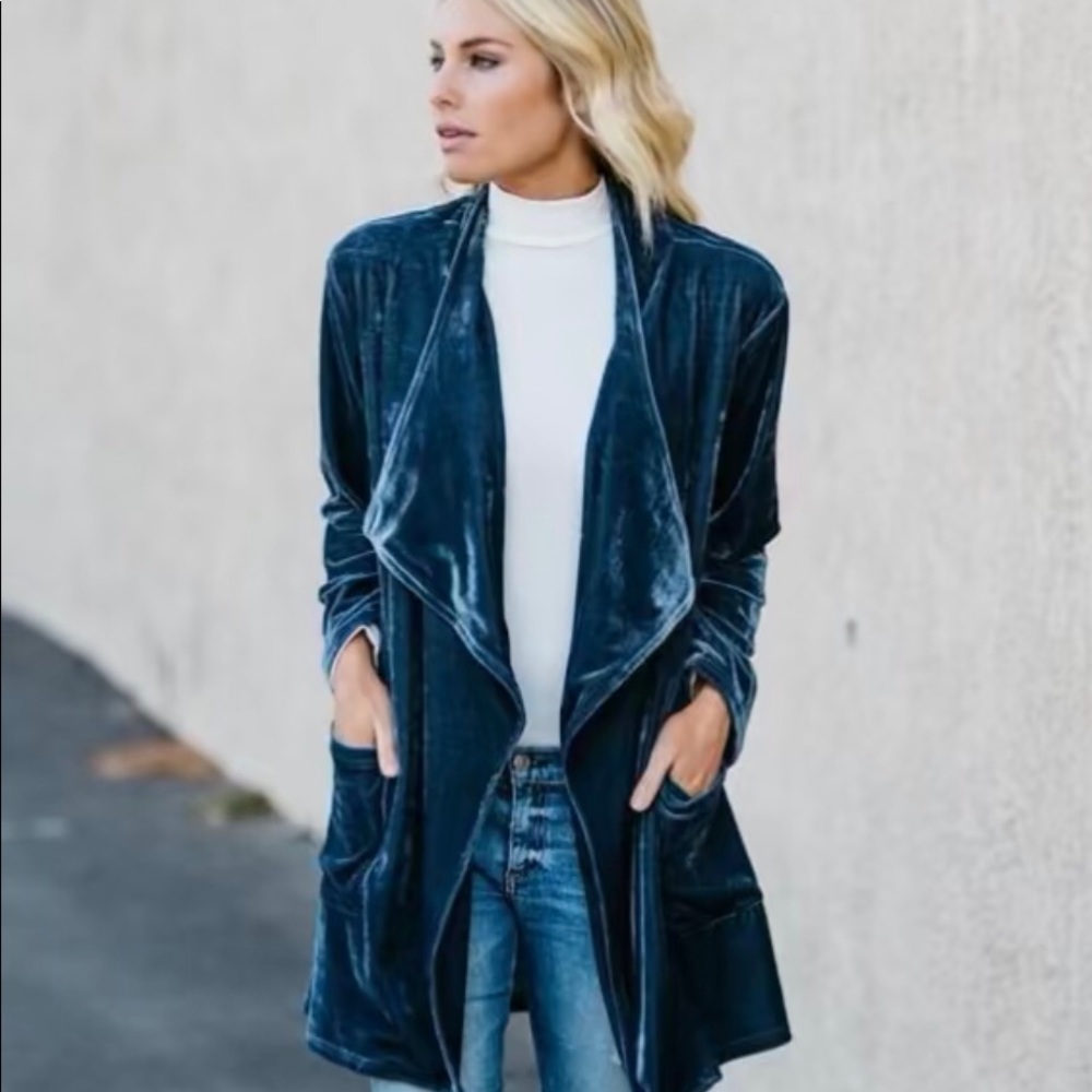 Blue Velvet Drape Jacket Small